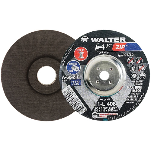 Zip Cutting and Grinding Wheel, 4" x 1/32", 3/8" Arbor, Type 27, 60 Grit, Aluminum Oxide Nuna Depot Inc.