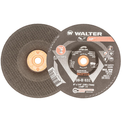 Disque de meulage et tronçonnage HP, 6" x 1/8", Arbre 5/8"-11, Oxyde d'aluminium, Type 27 Nuna Depot Inc.