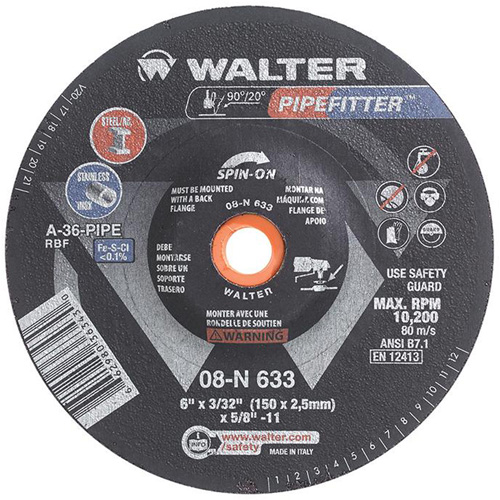 Meule PIPEFITTER, 6" x 3/32", Oxyde d'aluminium, Type 27 Nuna Depot Inc.
