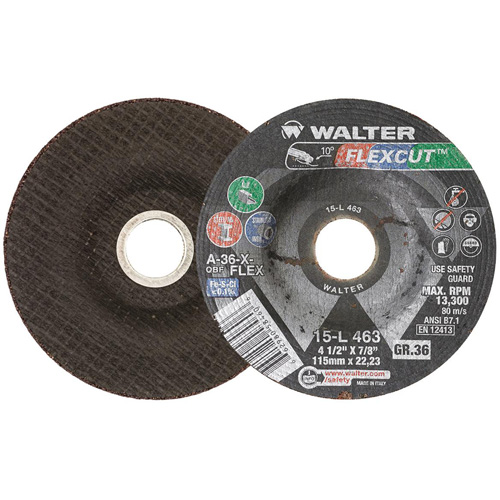 FLEXCUT Grinding Wheel, 4-1/2", 36 Grit, Aluminum Oxide, 7/8", 13300 RPM, Type 29 Nuna Depot Inc.