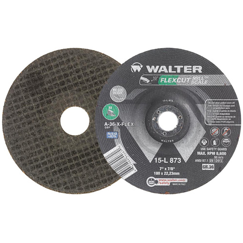 FLEXCUT MILL SCALE Grinding Wheel, 7", 36 Grit, Aluminum Oxide, 7/8", 8600 RPM, Type 29 Nuna Depot Inc.