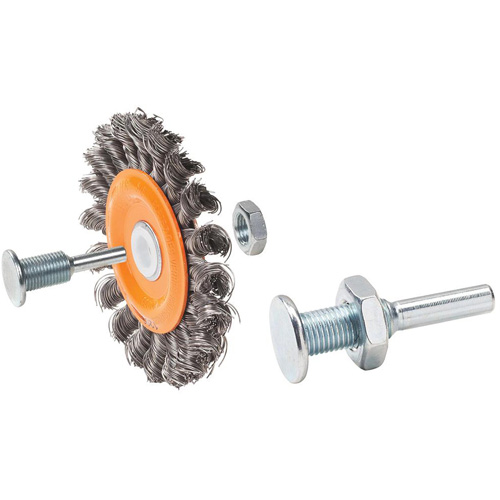 Reversible Mounted Knot-Twisted Wire Wheel, 4" Dia., 0.0118" Fill, 5/8" Arbor, Steel Nuna Depot Inc.