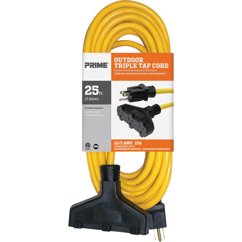 Cordon rallonge en vinyle, Ext&eacute;rieur, SJTW, AWG 12/3, 15 A, 3 prise(s), 25' Nuna Depot Inc.