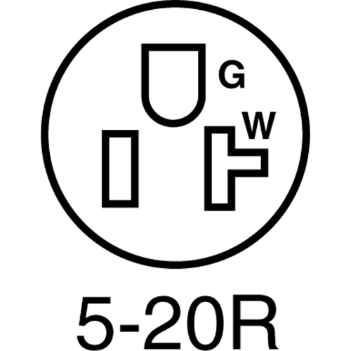 Connecteur de broches droites mis &agrave; la terre &agrave; deux bornes et trois fils, 5-20P, Nylon Nuna Depot Inc.