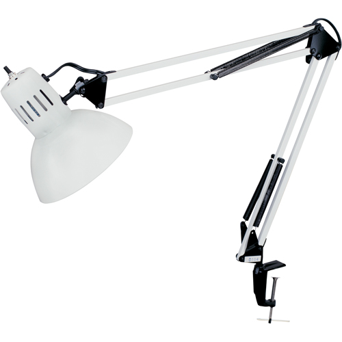 Swing Arm Clamp-On Desk Lamps, 100 W, Incandescent, C-Clamp, 36" Neck, White Nuna Depot Inc.