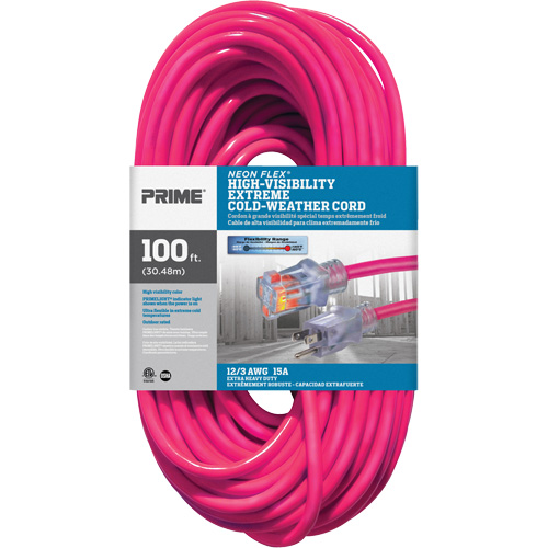 Neon Flex&reg; High Visibility Extension Cord, Outdoor, SJTW, 12/3 AWG, 15 A, 100' Nuna Depot Inc.
