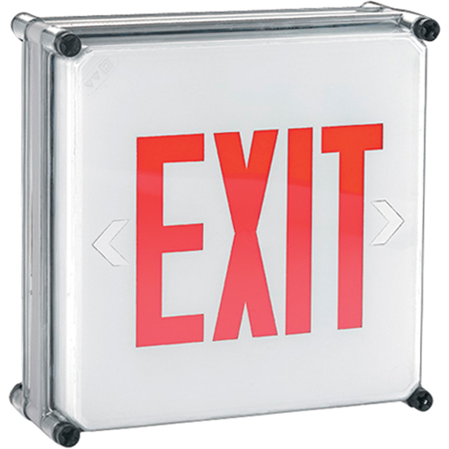 Aqua NEMA 4x Exit Signs, LED, Hardwired, 11-3/4" L x 11-3/4" W, English Nuna Depot Inc.