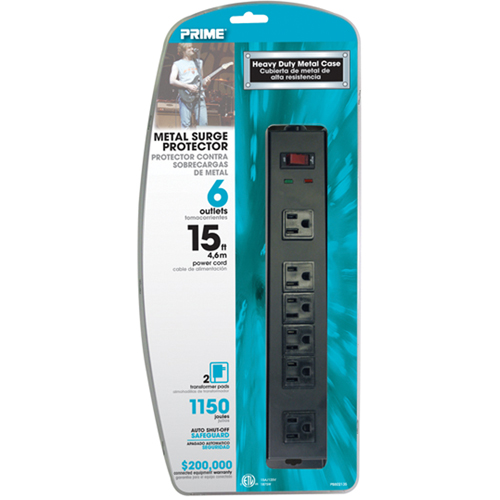 Protecteurs de surtension, 6 Prises, 1150 J, 1875 W, Cordon 15' Nuna Depot Inc.