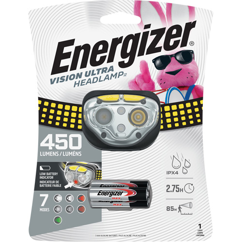 Lampe frontale industrielle Vision Ultra, DEL, 450 lumens, 2 hres de fonctionnement, piles AAA Nuna Depot Inc.