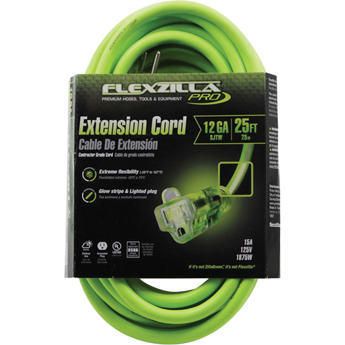 Flexzilla&reg; Pro Industrial Extension Cord, All-Weather, SJTW, 12/3 AWG, 15 A, 25' Nuna Depot Inc.