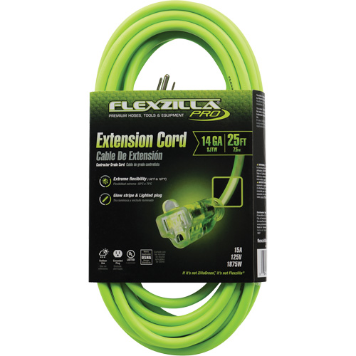 Flexzilla&reg; Pro Industrial Extension Cord, All-Weather, SJTW, 14/3 AWG, 15 A, 25' Nuna Depot Inc.