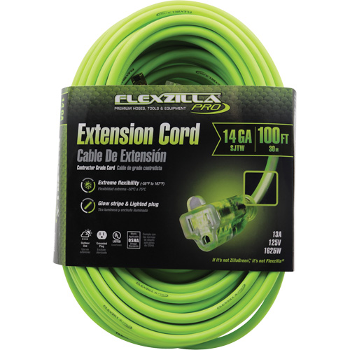 Flexzilla&reg; Pro Industrial Extension Cord, All-Weather, SJTW, 14/3 AWG, 15 A, 100' Nuna Depot Inc.