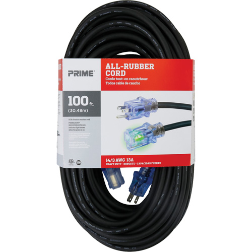All-Rubber Extension Cord, Outdoor, SJOOW, 14/3 AWG, 15 A, 100' Nuna Depot Inc.