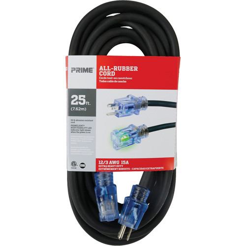 All-Rubber Extension Cord, Outdoor, SJOOW, 12/3 AWG, 15 A, 25' Nuna Depot Inc.