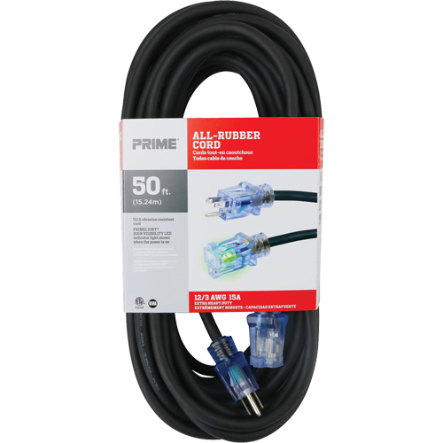 All-Rubber Extension Cord, Outdoor, SJOOW, 12/3 AWG, 15 A, 50' Nuna Depot Inc.