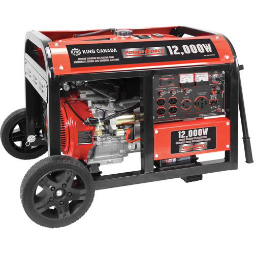 G&eacute;n&eacute;ratrice &agrave; essence &agrave; d&eacute;marrage &eacute;lectrique avec ensemble de roues, 12 000 W de surtension, 9000 W nominale, 120 V/240 V, R&eacute;servoir de 31 L Nuna Depot Inc.