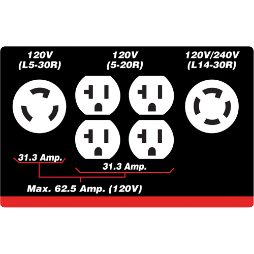 G&eacute;n&eacute;ratrice &agrave; essence &agrave; d&eacute;marreur &eacute;lectrique, 10000 W de surtension, 7500 W nominale, 120 V/240 V, R&eacute;servoir de 25 L Nuna Depot Inc.