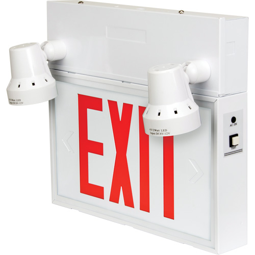 Enseigne de sortie avec &eacute;clairage de s&eacute;curit&eacute;, DEL, &agrave; piles/&agrave; raccordement fixe, 12-1/10" lo x 11" la, Anglais Nuna Depot Inc.