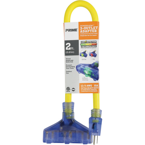 Adaptateur avec d&eacute;tection visuelle de lamp&eacute;rage, Ext&eacute;rieur, AWG 12/3, 15 A, 3 prise(s), 2' Nuna Depot Inc.