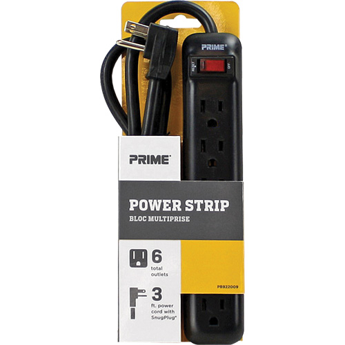 Power Strip, 6 Outlet(s), 3', 15 A, 1875 W, 125 V Nuna Depot Inc.