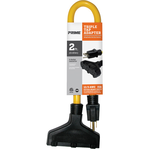Fiche &agrave; trois prises, Ext&eacute;rieur, STW, AWG 12/3, 15 A, 3 prise(s), 2' Nuna Depot Inc.