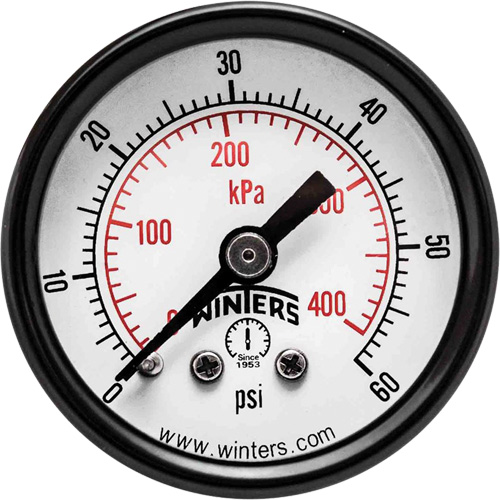 Manom&egrave;tre &eacute;conomique,  1-1/2", 0 - 60 psi, Fixation arri&egrave;re, Analogique Nuna Depot Inc.
