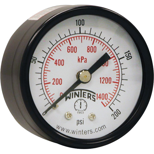 Economy Pressure Gauge, 2" , 0 - 200 psi, Back Mount, Analogue Nuna Depot Inc.