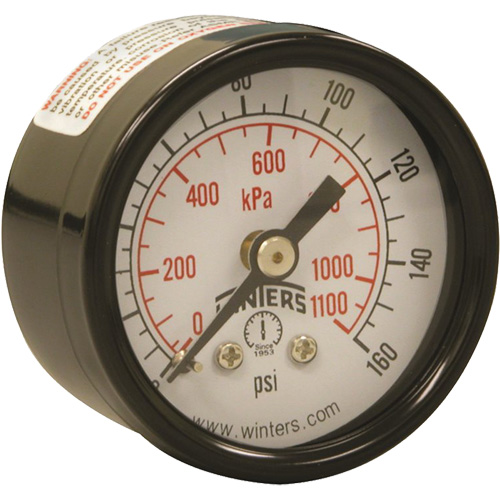 Economy Pressure Gauge, 1-1/2" , 0 - 160 psi, Back Mount, Analogue Nuna Depot Inc.