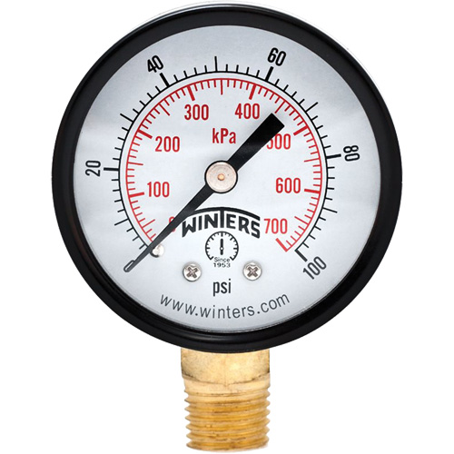 Manom&egrave;tre &eacute;conomique,  2", 0 - 100 psi, Fixation inf&eacute;rieure, Analogique Nuna Depot Inc.