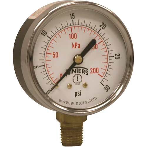 Economy Pressure Gauge, 2-1/2" , 0 - 30 psi, Bottom Mount, Analogue Nuna Depot Inc.