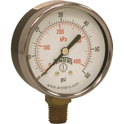 Economy Pressure Gauge, 2-1/2" , 0 - 60 psi, Bottom Mount, Analogue Nuna Depot Inc.