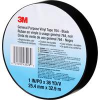 Ruban en vinyle pour travaux g&eacute;n&eacute;raux 764, 25,4 mm (1") la x 32,9 m (108') lo, 5 mils, Noir Nuna Depot Inc.