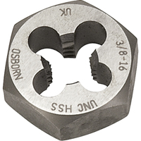 Hexagonal Rethreading Die, 7/10" Dia., 1/4"-28 Thread, High Speed Steel Nuna Depot Inc.