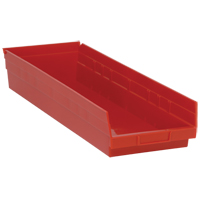 Shelf Bins, 8-3/8" W x 4" H x 23-5/8" D, Red, 50 lbs. Capacity Nuna Depot Inc.