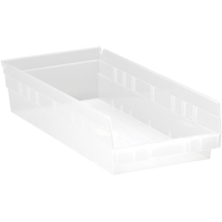 Shelf Bins, 8-3/8" W x 4" H x 17-7/8" D, Clear, 40 lbs. Capacity Nuna Depot Inc.