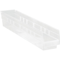 Shelf Bins, 4-1/8" W x 4" H x 23-5/8" D, Clear, 50 lbs. Capacity Nuna Depot Inc.