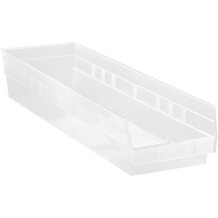 Shelf Bins, 6-5/8" W x 4" H x 23-5/8" D, Clear, 50 lbs. Capacity Nuna Depot Inc.