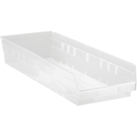 Shelf Bins, 8-3/8" W x 4" H x 23-5/8" D, Clear, 50 lbs. Capacity Nuna Depot Inc.