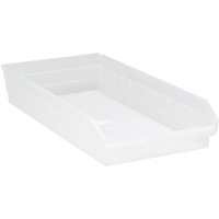 Shelf Bins, 11-1/8" W x 4" H x 23-5/8" D, Clear, 50 lbs. Capacity Nuna Depot Inc.