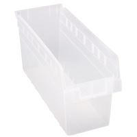 Store-Max Shelf Bins, 6-5/8" W x 8" H x 17-7/8" D, Clear, 56 lbs. Capacity Nuna Depot Inc.