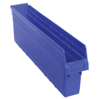 Store-Max Shelf Bins, 4-3/8" W x 8" H x 23-5/8" D, Blue, 68 lbs. Capacity Nuna Depot Inc.