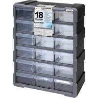 Armoire &agrave; tiroir, Plastique, 18 tiroirs, 15" x 6-1/4" x 18-3/4", Noir Nuna Depot Inc.