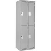 Clean Line Lockers, 2 -tier, Bank of 2, 24" x 18" x 72", Steel, Grey, Rivet (Assembled) Nuna Depot Inc.