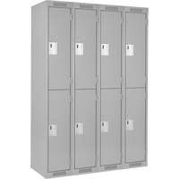 Clean Line Lockers, 2 -tier, Bank of 4, 48" x 18" x 72", Steel, Grey, Rivet (Assembled) Nuna Depot Inc.