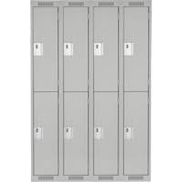 Clean Line Lockers, 2 -tier, Bank of 4, 48" x 18" x 72", Steel, Grey, Rivet (Assembled) Nuna Depot Inc.