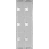 Clean Line Lockers, 3 -tier, Bank of 2, 24" x 18" x 72", Steel, Grey, Rivet (Assembled) Nuna Depot Inc.