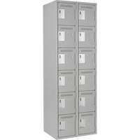 Clean Line Lockerettes, 6 -tier, Bank of 2, 24" x 18" x 72", Steel, Grey, Rivet (Assembled) Nuna Depot Inc.