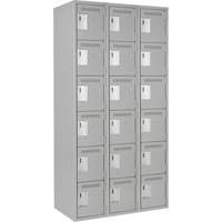 Clean Line Lockerettes, 6 -tier, Bank of 3, 36" x 18" x 72", Steel, Grey, Rivet (Assembled) Nuna Depot Inc.