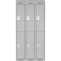 Clean Line Lockers, 2 -tier, Bank of 3, 36" x 18" x 78", Steel, Grey, Rivet (Assembled) Nuna Depot Inc.