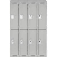 Clean Line Lockers, 2 -tier, Bank of 4, 48" x 18" x 78", Steel, Grey, Rivet (Assembled) Nuna Depot Inc.